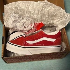 Vans Racing Red and True White Old Skool Sneakers